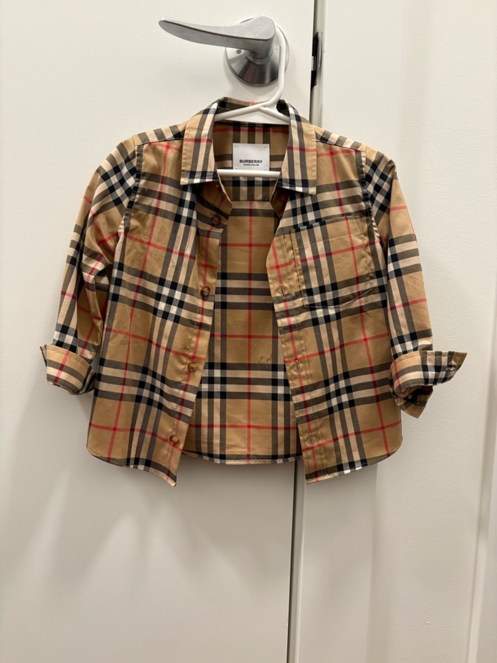 Burberry Kids Tan Plaid Button-Up Shirt Jacket